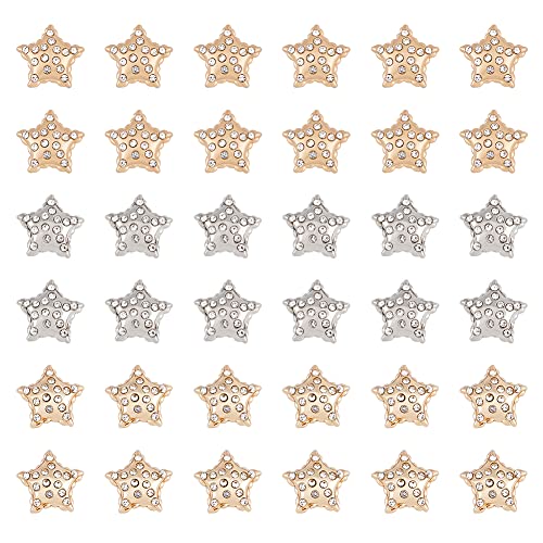 SUPERFINDINGS 36 Stück 3 Farben Sterne Strass Knöpfe Zum Annähen Legierung Kristall Ösenknöpfe Aufnähen Kleidung Knöpfe Flatback Verzierungen Für Kleidung Schmuck von SUPERFINDINGS