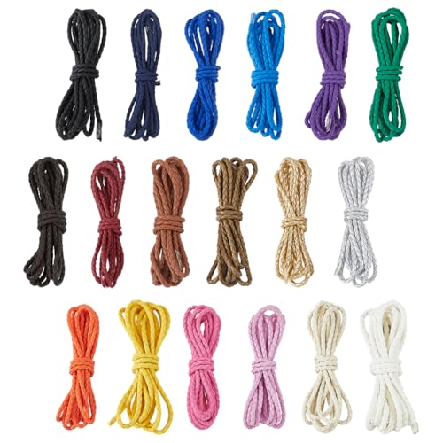 SUPERFINDINGS 39.42 Yards 4mm geflochtene PU Leder Schnüre 18 Farben Leder Bolo Krawatte Schnur Seil rund geflochtenes echtes Leder Band Leder Schnur für Schmuck Handwerk Designs von SUPERFINDINGS