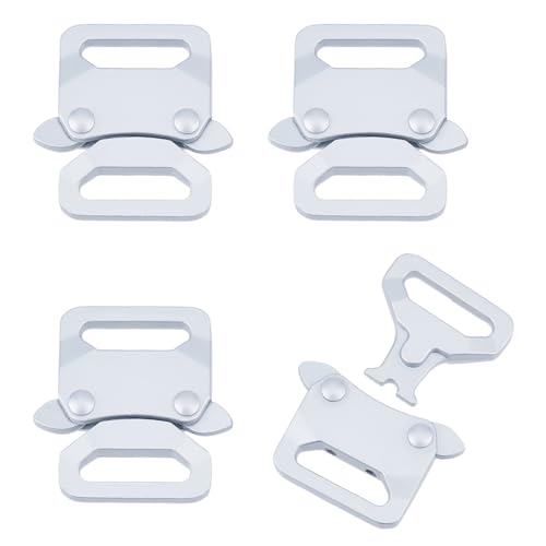SUPERFINDINGS 4 Pack Platinum Heavy Duty Schnallen Aus Legierung Für Paracord Armband 3.7x3.6cm Schnellverschluss Klipp Gurtband Hundehalsband Schnalle Metallschnalle Für Rucksackgurte Zubehör von SUPERFINDINGS