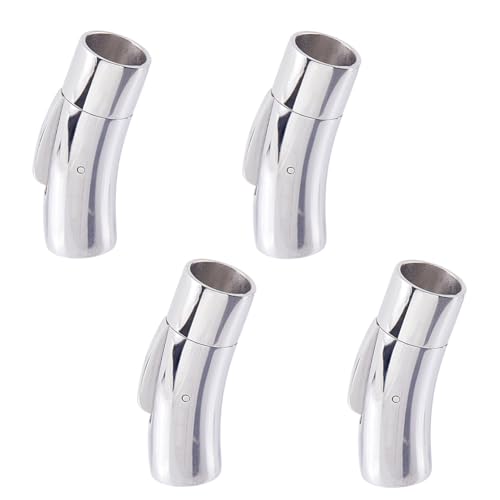 SUPERFINDINGS 4 Set Endverschluss Für Silbernes Lederband 304 Bajonettverschlüsse Aus Edelstahl 8 Mm Säulenbajonettverschluss Für Halsketten Verbindungsschnallenverschlüsse Für Die DIY Herstellung 3cm von SUPERFINDINGS