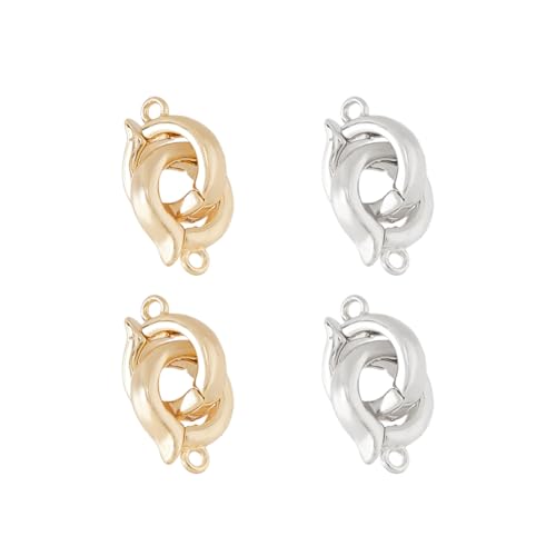 SUPERFINDINGS 4 Stück 2 Farben Doppel Bajonett Verschlüsse 18K Vergoldet Doppel Falt Über Verschlüsse Schmuckverlängerungsverbinder Für DIY Armband Halskette Fußkettchen Zubehör von SUPERFINDINGS