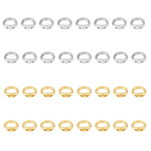SUPERFINDINGS 40 Stück 2 Farben Schmuckherstellung Schnur Enden Für Armbänder Schnur Enden Für Halskette Schnur Enden Ring Endverschluss Tipps Für Schmuck 6x5x2mm Bohrung: 0.8mm von SUPERFINDINGS