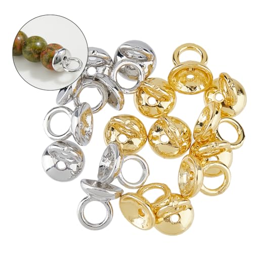 SUPERFINDINGS 40 Stück 2 Farben Schmuckherstellung Schnur Enden Für Armbänder Schnur Enden Für Halskette Schnur Enden Ring Endverschluss Tipps Für Schmuck 6x5x2mm Bohrung: 0.8mm von SUPERFINDINGS