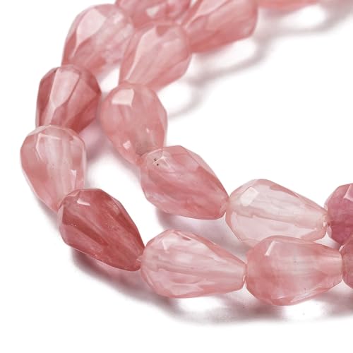 SUPERFINDINGS 40 Stück 2 Stränge Kirschquarzglasperlenstränge 3mm Kristallsteinperlen Chakra Edelsteinperlen Facettierte Tropfenperlen Für Ohrringe Bohrung: 1.2mm von SUPERFINDINGS