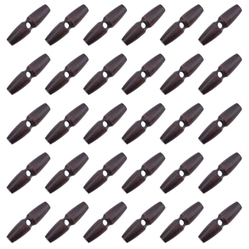 SUPERFINDINGS 40 Stück Holz Mantel Hornknöpfe Braun 1 Loch Holz Kippknöpfe 50x13mm (2x1/2 Zoll) Horn Ersatzknöpfe Für DIY Nähen von Kleidungszubehör von SUPERFINDINGS