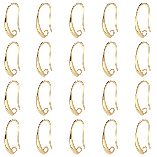 SUPERFINDINGS 40 Stück Ohrringhaken Aus Messing, Echt 18 Karat Vergoldet, Ohrhaken Mit Hebelverschluss, 19x10x2 mm, Ohrringe, Mit Schlaufe Zum Basteln von Schmuck, Bohrung: 2 mm, Stift: 1 mm SUPERFINDINGS 40 Stück Ohrringhaken Aus Messing, Echt 18 Karat Vergoldet, Ohrhaken Mit Hebelverschluss, 19x10x2 mm, Ohrringe, Mit Schlaufe Zum Basteln von Schmuck, Bohrung: 2 mm, Stift: 1 mm von SUPERFINDINGS
