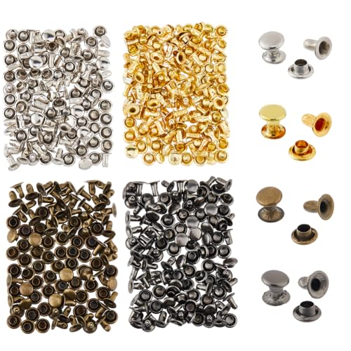 SUPERFINDINGS 400 Sets 6 mm Ledernieten, 4 Farben, Doppelkappen-Nieten, röhrenförmige Metallnieten für Bastelarbeiten, Kleidung, Schuhe, Taschen, Gürtel, Reparatur-Dekoration SUPERFINDINGS 400 Sets 6 mm Ledernieten, 4 Farben, Doppelkappen-Nieten, röhrenförmige Metallnieten für Bastelarbeiten, Kleidung, Schuhe, Taschen, Gürtel, Reparatur-Dekoration von SUPERFINDINGS