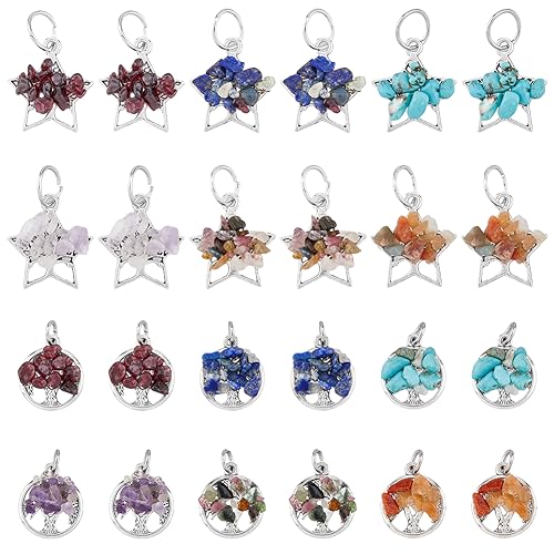 SUPERFINDINGS 48 Stück 12 Stile Baum des Lebens Anhänger Chakra Kristall Quarz Anhänger Flacher Runder Stern Mit Baumanhänger Für DIY Schmuckherstellung,Bohrung: 5/7.5mm SUPERFINDINGS 48 Stück 12 Stile Baum des Lebens Anhänger Chakra Kristall Quarz Anhänger Flacher Runder Stern Mit Baumanhänger Für DIY Schmuckherstellung,Bohrung: 5/7.5mm von SUPERFINDINGS