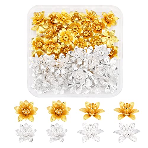 SUPERFINDINGS 48 Stück 2 Farben 3D-Messing-Perlenkappen 16 x 6,5 mm Multi-Petal Blume Messing Perlen Kappen Filigrane Abstandshalter Perlen für Armband, Halsketten, Schmuckherstellung SUPERFINDINGS 48 Stück 2 Farben 3D-Messing-Perlenkappen 16 x 6,5 mm Multi-Petal Blume Messing Perlen Kappen Filigrane Abstandshalter Perlen für Armband, Halsketten, Schmuckherstellung von SUPERFINDINGS