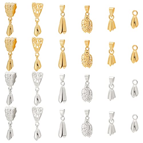 SUPERFINDINGS 48 Stück 6 Stil Messing Anhänger Klemmschlaufe Eispickel Klemmschlaufe Prise Kautionen Filigrane Gestellbeschichtung Schmuckverschlüsse Für Die Schmuckherstellung Schnallen von SUPERFINDINGS