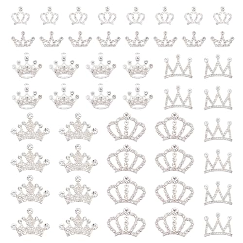 SUPERFINDINGS 48 Stück 6 Stile Krone Strass Krone Schmuck Verzierung Strass Verzierungen Legierung Strass Cabochons für DIY handgemachte Haar-Accessoires, Turnschuhe, Kleidung von SUPERFINDINGS