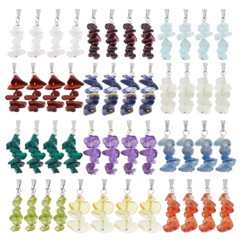 SUPERFINDINGS 48Stk 12 Stile Natürlicher Edelstein Anhänger Unregelmäßiger Stein Perlen Anhänger Naturstein Anhänger Bulk Column Edelstein Anhänger Bunte Edelstein Anhänger Bohrung: 6x3mm von SUPERFINDINGS