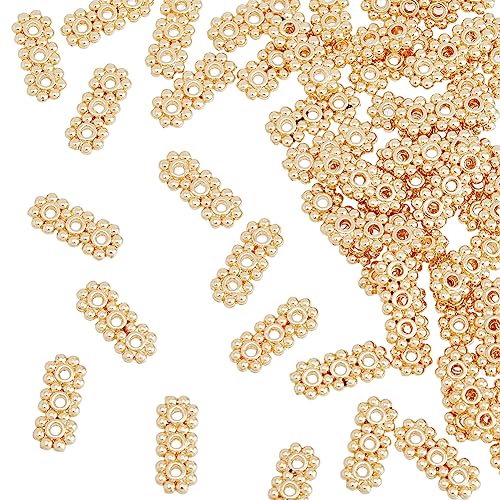 SUPERFINDINGS 50 Stück Mehrsträngige Zwischenglieder Abstandshalter 3LochLegierung Blumenanhänger 14 Karat Vergoldet Perlenverbindungsverbinder Für Die Schmuckherstellung， Bohrung: 1.4mm von SUPERFINDINGS