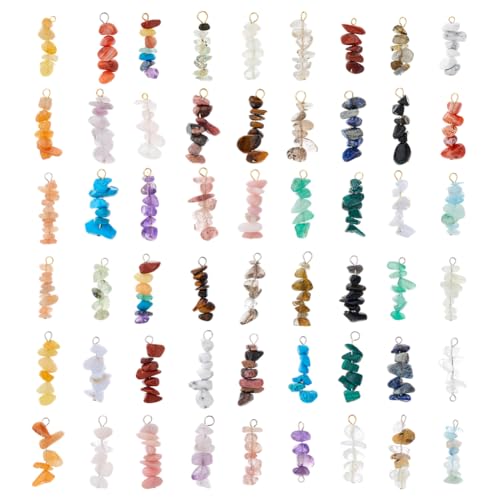 SUPERFINDINGS 54 Stück Natürlicher Edelstein Anhänger Natürliche Steinanhänger In Großhandel Gemischt Chakra Kristall Anhänger Bunte Edelstein Anhänger Bohrung: 2x3mm von SUPERFINDINGS