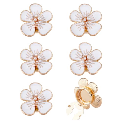 SUPERFINDINGS 6 STÜCK Manschettenknöpfe Mit Weißen Blumen Und Kamelien Knopfabdeckungen Elegante Manschettenknöpfe Aus Legierung Und Emaille Für Damen Modische Manschettenknöpfe Schmuck Geschenke von SUPERFINDINGS