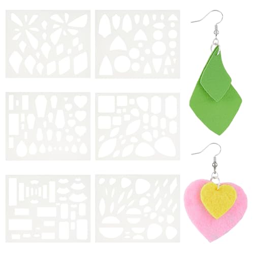 SUPERFINDINGS 6 Stück 6 Stilen Für Schmuck Wiederverwendbare Vorlage Zur Herstellung von Ohrringen Schneideschablone Aus Kunststoff Mit Verschiedenen Mustern Zeichen Und Malschablonen Vorlagen SUPERFINDINGS 6 Stück 6 Stilen Für Schmuck Wiederverwendbare Vorlage Zur Herstellung von Ohrringen Schneideschablone Aus Kunststoff Mit Verschiedenen Mustern Zeichen Und Malschablonen Vorlagen von SUPERFINDINGS