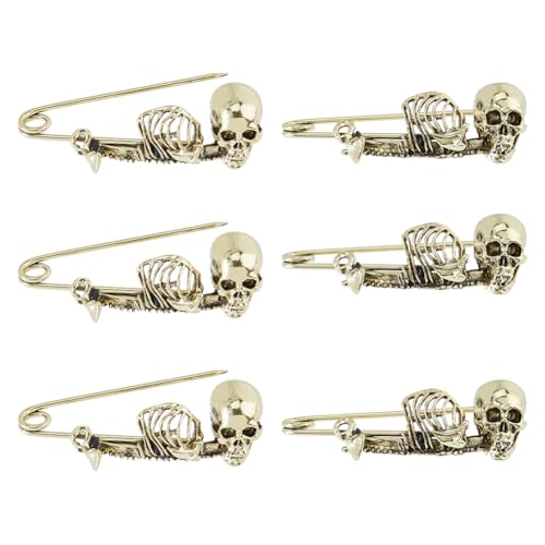 SUPERFINDINGS 6 Stück Totenkopf Sicherheitsnadel Gothic Punk Sicherheitsnadel Antike Goldene Große Sicherheitsnadeln Brosche Legierung Kiltnadeln Skelett Brosche Für Kleidung Schal Rucksack Rock SUPERFINDINGS 6 Stück Totenkopf Sicherheitsnadel Gothic Punk Sicherheitsnadel Antike Goldene Große Sicherheitsnadeln Brosche Legierung Kiltnadeln Skelett Brosche Für Kleidung Schal Rucksack Rock von SUPERFINDINGS