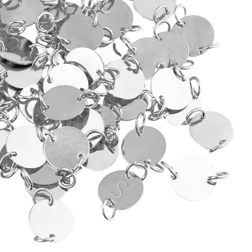 SUPERFINDINGS 60 Stück 12mm Silber Blanko Verbinder Charms Flache Runde Glieder Messing Verbinder Anhänger Messing Stempel Blanko Anhänger Charms Für Ohrringe Armband Schmuckherstellung Bohrung: 4mm von SUPERFINDINGS