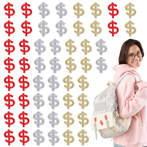 SUPERFINDINGS 60 Stück Dollar bestickte Aufnäher zum Aufbügeln, selbstklebende Chenille-Patches, Geld-Symbol, zum Aufnähen auf Kleidung, Kleid, Jacken, Kappen, 26 x 18 mm SUPERFINDINGS 60 Stück Dollar bestickte Aufnäher zum Aufbügeln, selbstklebende Chenille-Patches, Geld-Symbol, zum Aufnähen auf Kleidung, Kleid, Jacken, Kappen, 26 x 18 mm von SUPERFINDINGS