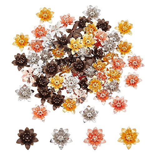 SUPERFINDINGS 64pcs 4 Farben 3D Flower Bead Caps 16x6.5mm Multi Petal Flower Messing Bead Caps Spacer Bead Für Armband Halskette Schmuckherstellung SUPERFINDINGS 64pcs 4 Farben 3D Flower Bead Caps 16x6.5mm Multi Petal Flower Messing Bead Caps Spacer Bead Für Armband Halskette Schmuckherstellung von SUPERFINDINGS