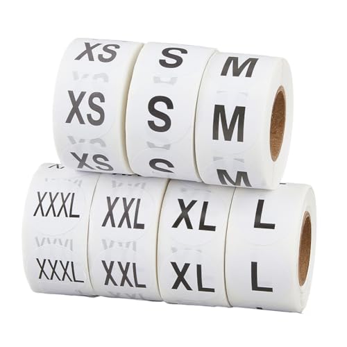 SUPERFINDINGS 7000 Stück 7 Stile Größenaufkleber Für Kleidung Runde Selbstklebende Etiketten 14 Rollen XS/S/M/L/XL/2XL/3XL Transparente Kleidungsstreifenetiketten Für Stoff T Shirts Hosen Röcke SUPERFINDINGS 7000 Stück 7 Stile Größenaufkleber Für Kleidung Runde Selbstklebende Etiketten 14 Rollen XS/S/M/L/XL/2XL/3XL Transparente Kleidungsstreifenetiketten Für Stoff T Shirts Hosen Röcke von SUPERFINDINGS