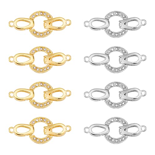 SUPERFINDINGS 8 Sets 2 Farben Messing Faltschließe Messing Micro Pave Cubic Zirkonia Faltschließe Oval Form Langlebige Platin Goldene Schließe Für Die Schmuckherstellung von SUPERFINDINGS