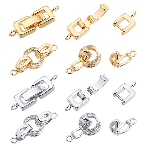 SUPERFINDINGS 8 Sets 2 Stile Messing Faltschließe 2 Farben Faltschließe Extender Armband Band Extender Für Armband Halskette Schmuck Extender von SUPERFINDINGS