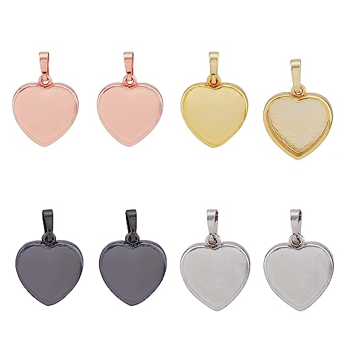 SUPERFINDINGS 8 Stück 4 Farben Messing Anhänger Cabochon Fassung Herz Lünette Anhänger Tabletts Schlichte Rand Lünettenschalen Für Die Herstellung von DIY Schmuck Fach: 12x13mm von SUPERFINDINGS