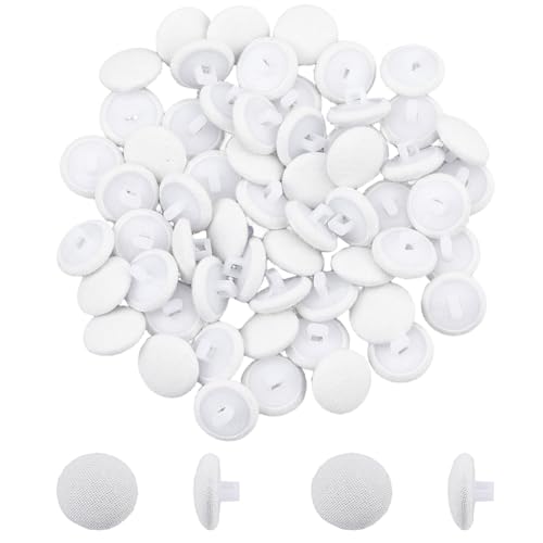 SUPERFINDINGS 80 Stück Weiße Satin Stoffknöpfe Mit Pilzstoff Überzogene Knöpfe Mit Kunststoffschaft 12mm Runde Knöpfe Für Hochzeitskleider Anzüge DIY Nähen von SUPERFINDINGS