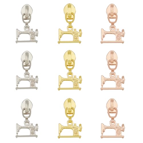 SUPERFINDINGS 9 Stück 3 Farben Legierung Reißverschluss Schieber Kopf Nähmaschine Reißverschluss Zieht Bunte gemischte Farben Zipper Pulls Bulk für Gepäck Koffer Jacke Taschen Mantel von SUPERFINDINGS
