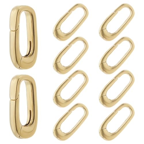 SUPERFINDINGS Federtorringe aus Messing, Messing, Metall, ovale Federringe, Ringverschluss für Schmuckherstellung, Halsketten, Taschen, Geldbörsen, Schlüsselanhänger, 13 x 7 x 3 mm, 10 Stück SUPERFINDINGS Federtorringe aus Messing, Messing, Metall, ovale Federringe, Ringverschluss für Schmuckherstellung, Halsketten, Taschen, Geldbörsen, Schlüsselanhänger, 13 x 7 x 3 mm, 10 Stück von SUPERFINDINGS