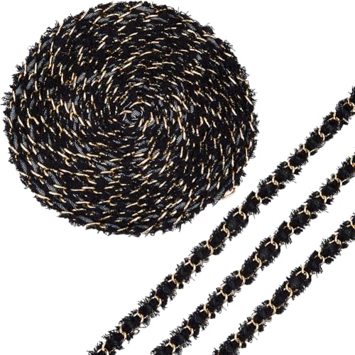 SUPERFINDINGS Jeansband mit Legierungskette, 15 mm, Fransen, Stoffband, schwarz, Denim, dekorative Kette, Polyester-Besatz für DIY-Geschenke, Haarnähzubehör, Hochzeitsdekoration SUPERFINDINGS Jeansband mit Legierungskette, 15 mm, Fransen, Stoffband, schwarz, Denim, dekorative Kette, Polyester-Besatz für DIY-Geschenke, Haarnähzubehör, Hochzeitsdekoration von SUPERFINDINGS