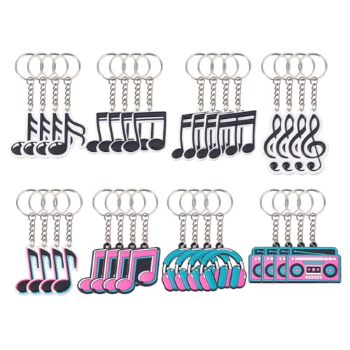 SUPERFINDINGS Musik-Schlüsselanhänger, Musiknoten-Schlüsselanhänger, Großpackung mit 8 Stilen, 32 Stück, niedliche Schlüsselanhänger, dekorative Schlüsselanhänger für Musiker, Sänger, Geschenke SUPERFINDINGS Musik-Schlüsselanhänger, Musiknoten-Schlüsselanhänger, Großpackung mit 8 Stilen, 32 Stück, niedliche Schlüsselanhänger, dekorative Schlüsselanhänger für Musiker, Sänger, Geschenke von SUPERFINDINGS