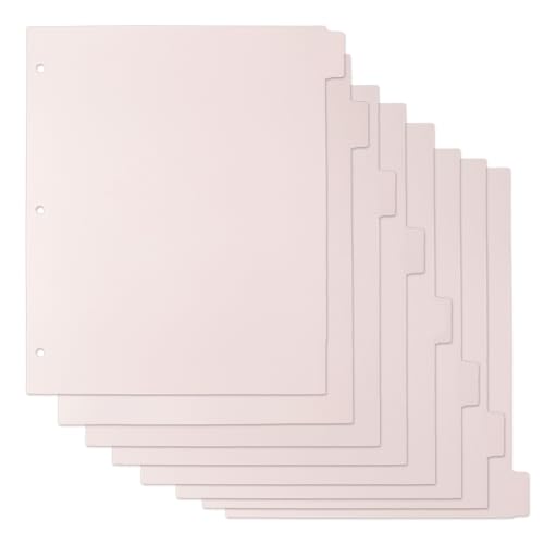 SUPERFINDINGS Notizbuch-Registerblätter aus PP-Kunststoff, mit 3 Löchern, langlebig, neblige Rose, Registerkarten für Schule, Büro, Zuhause, Geschäft, DIY-Planer, Organisation, 8 Stück von SUPERFINDINGS