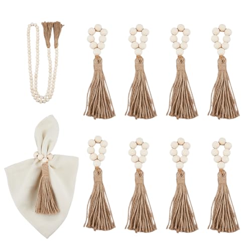 SUPERFINDINGS Serviettenringe 9er Set Holzperlen Serviettenringe Mit Jute Quaste Lange Halter In Boho Braunfarbe Für Tisch Essen Hochzeit Zusammenkunft Heimdekoration SUPERFINDINGS Serviettenringe 9er Set Holzperlen Serviettenringe Mit Jute Quaste Lange Halter In Boho Braunfarbe Für Tisch Essen Hochzeit Zusammenkunft Heimdekoration von SUPERFINDINGS
