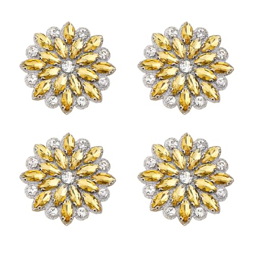 SUPERFINDINGS Strass-Blumen-Applikation, gelbe Blumenapplikationen, Kristall-Rhinstone-Applikation, Hochzeit, Brautgürtel, Applikationen für Brautkleid, Gürtel, DIY, Kleidung, Dekorationen, 4 Stück SUPERFINDINGS Strass-Blumen-Applikation, gelbe Blumenapplikationen, Kristall-Rhinstone-Applikation, Hochzeit, Brautgürtel, Applikationen für Brautkleid, Gürtel, DIY, Kleidung, Dekorationen, 4 Stück von SUPERFINDINGS
