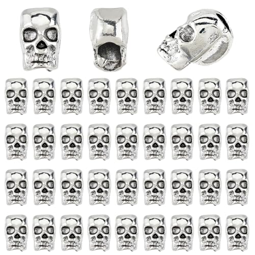 SUPERFINDINGS Totenkopf-Abstandshalter, Antik-Silber, Punk-Skelett-Perlen, Legierung, europäisches großes Loch, Totenkopf-Perlen, Metall, Gothic-Perlen für Paracord-Schmuckherstellung, DIY, Loch: 4 mm SUPERFINDINGS Totenkopf-Abstandshalter, Antik-Silber, Punk-Skelett-Perlen, Legierung, europäisches großes Loch, Totenkopf-Perlen, Metall, Gothic-Perlen für Paracord-Schmuckherstellung, DIY, Loch: 4 mm von SUPERFINDINGS