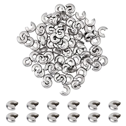 SUPERFINDINGS ¨¹ber 50 St¨¹ck Edelstahlperle Physischer Stopper 7x3 mm Verschlussperle Kettenstopper Kugelkette Kabelverbinder Clips Jalousie Kontrollkugel Bohrung: 2 mm von SUPERFINDINGS