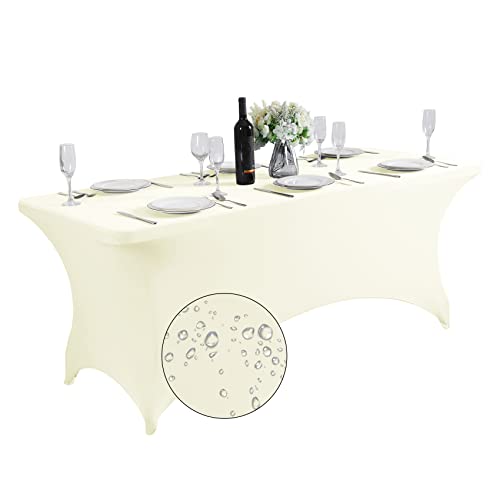 Wasserdichte Spandex-Tischdecke für 1,8 m oder 1,2 m große Tischdecke, universell angepasst, Stretch-Tischdecke für Party, Bankett, Hochzeit und Veranstaltungen von SUPERO