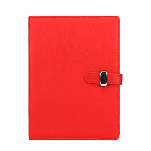 SUPERTOOL Nachfüllbares Notizbuch aus PU-Leder, mit klassischem liniertem Losblatt-Ordner, mit Tasche und Stifthalter, für Geschäftstreffen, Reisen (A7, Rot) von SUPERTOOL