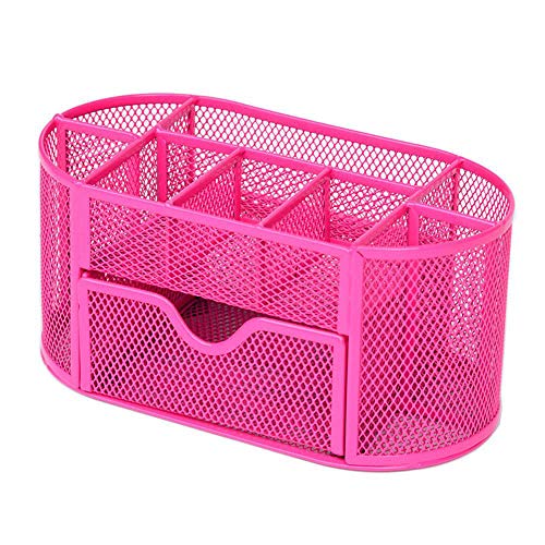 SUPERTOOL Schreibtisch-Organizer aus Netzstoff mit Schublade, Mehrzweck-Organizer aus Metall für Schule und Zuhause (Rosa), 22 cm x 11 cm x 10,5 cm von SUPERTOOL