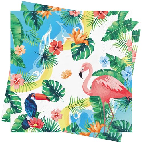 Sommer Servietten, Hawaii-Fest-Servietten, Flamingo-Servietten, Tischdekoration, 33x33 cm (40 Stück) von SUPJADE