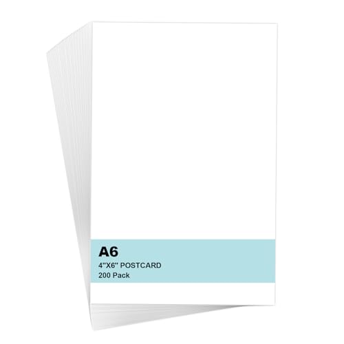 200 Blätter Karteikarten Blanko, A6 Aquarellpapier, 10,2 x 15,2 cm Weiße Blanko Postkarten, 150g/m² Blanko Kraftpapier Karten für Postkarten Grußkarten Malen Zeichnen Skizzieren Graffiti von SUPRBIRD