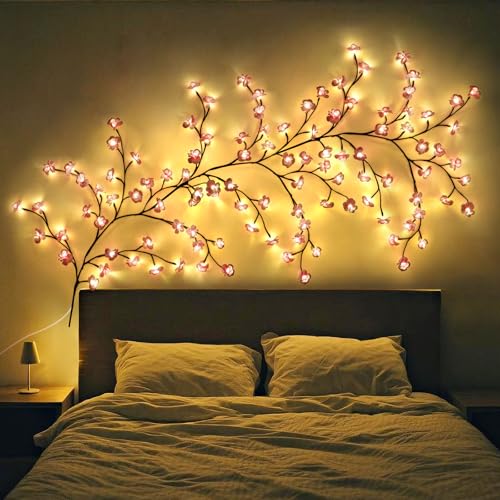 SUPRBIRD Kirschblüten Lichterkette,Kirschblüten Zweige Lichter,96 LEDs Kirschblüten-Wanddekoration mit Fernbedienung, 8 Modi & Timer, Biegbare Sakura Zweige Deko für Schlafzimmer Deko SUPRBIRD Kirschblüten Lichterkette,Kirschblüten Zweige Lichter,96 LEDs Kirschblüten-Wanddekoration mit Fernbedienung, 8 Modi & Timer, Biegbare Sakura Zweige Deko für Schlafzimmer Deko von SUPRBIRD