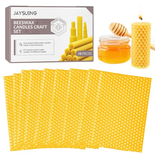 10 Stück Bienenwachsplatten,Bienenwachsplatten für Kerzen,natürliche Kerzenherstellung und zum Basteln Bienenwachsplatten,DIY Kerzen Bastel Set für Handwerkliche Geschenke, Eltern Kind-Bastelaktion von SUPRROW