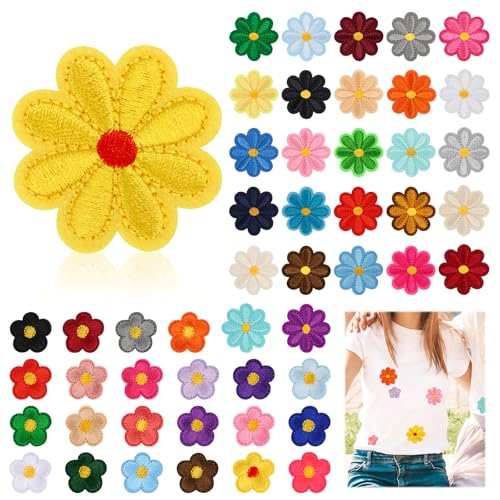 50 Stück Patches zum Aufbügeln,Blume Aufnäher Kinder Erwachsene,zum Aufbügeln Flicken,aufnäher kleidung bügelflicken, für Textilien Gänseblümchen Blume für Kleidung,Jeans,Taschen von SUPRROW