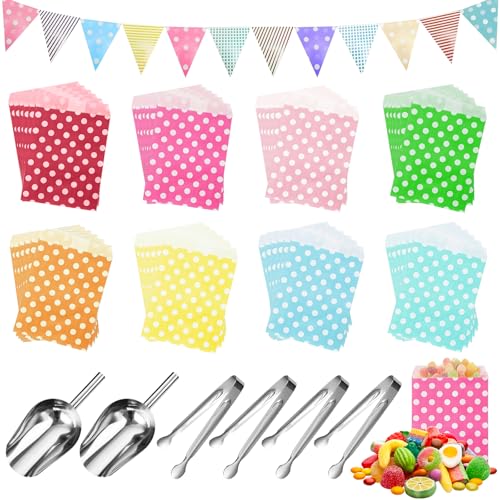 87 Stück Candy Bar Zubehör,Enthält 80 Stück Candy Bar Tüten und4 Zuckerzange,2 Eisschaufel und 1 Rosa Deko,Candybar Zubehör Set für Party Hochzeit Geburtstag Grill von SUPRROW