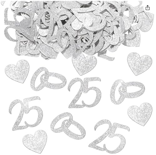 Doppelseitige Glitzer 200 Stück Silberhochzeit Deko, Doppelseitige Streudeko Hochzeit Mit 25 Jubiläum Herz Silbe Ringe Motiven Silberhochzeit Party Geschenke Hochzeitstag Tischdeko Doppelseitige Glitzer 200 Stück Silberhochzeit Deko, Doppelseitige Streudeko Hochzeit Mit 25 Jubiläum Herz Silbe Ringe Motiven Silberhochzeit Party Geschenke Hochzeitstag Tischdeko von SUPRROW