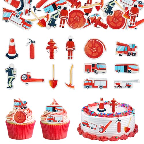 Feuerwehr Tortendeko, 88 Stück Feuerwehr Geburtstag Cake Topper Essbare Tortendeko Feuerwehr Deko Kindergeburtstag, Feuerwehr Geburtstag Deko Feuerwehr Tortendeko, 88 Stück Feuerwehr Geburtstag Cake Topper Essbare Tortendeko Feuerwehr Deko Kindergeburtstag, Feuerwehr Geburtstag Deko von SUPRROW