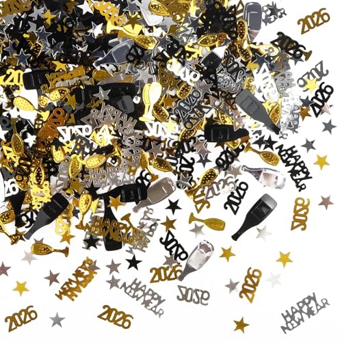 Konfetti 2026 Silvester Deko,1000 Stück Konfetti Tischdeko HAPPY NEW YEAR Streudeko Party Deko Gold Schwarz Glitzer Neujahr Deko Confetti Dekoration für Neujahr Karneval Party Konfetti 2026 Silvester Deko,1000 Stück Konfetti Tischdeko HAPPY NEW YEAR Streudeko Party Deko Gold Schwarz Glitzer Neujahr Deko Confetti Dekoration für Neujahr Karneval Party von SUPRROW